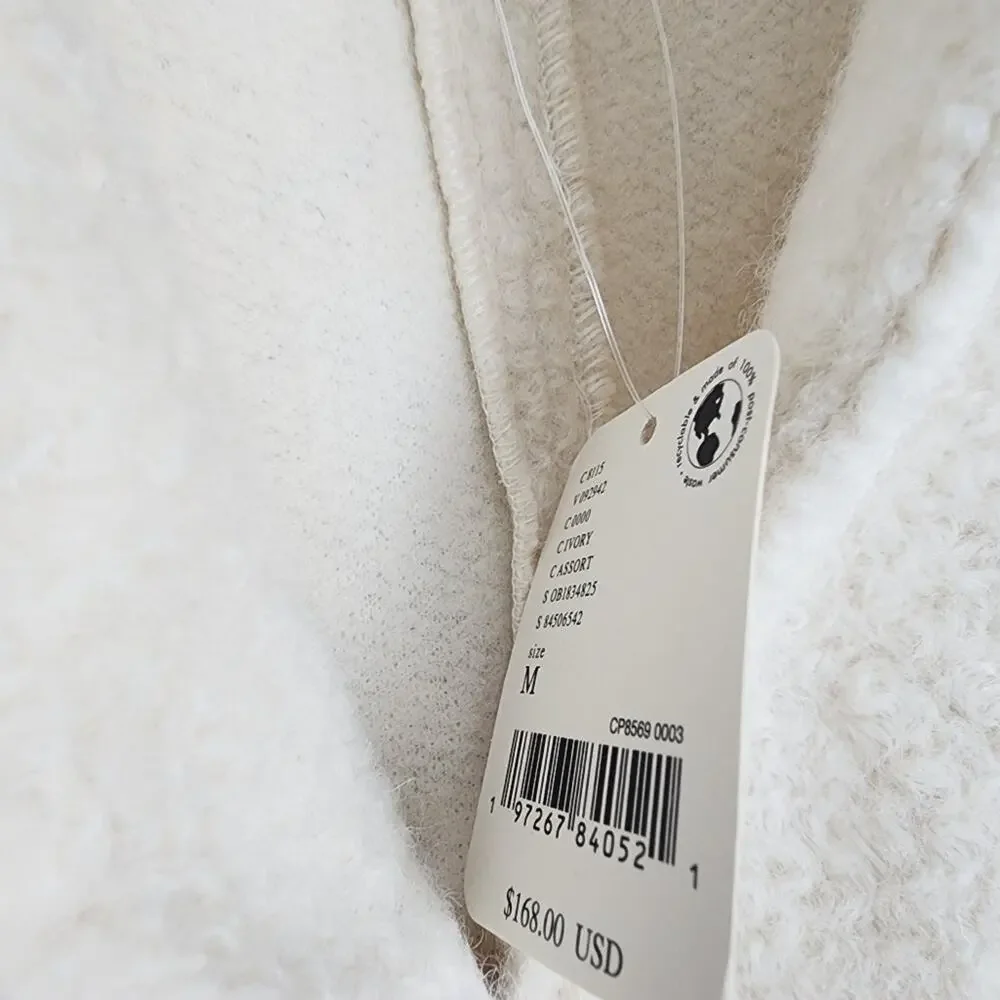 Free People NWT Ivory Willow Brooch Embellished Bomber Jacket Medium